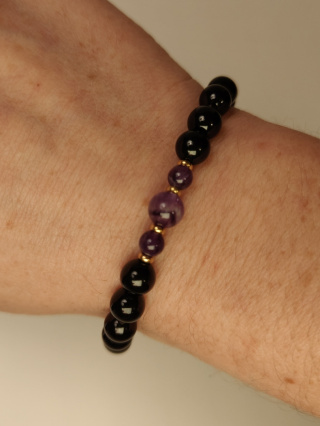 Bransoletka Czarny Turmalin, Amethyst