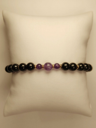 Bransoletka Czarny Turmalin, Amethyst